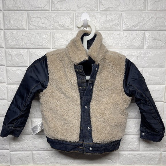 Gap Kids Size XS Sherpa Lined Dark Wash Jean Jacket EUC - Picture 8 of 10